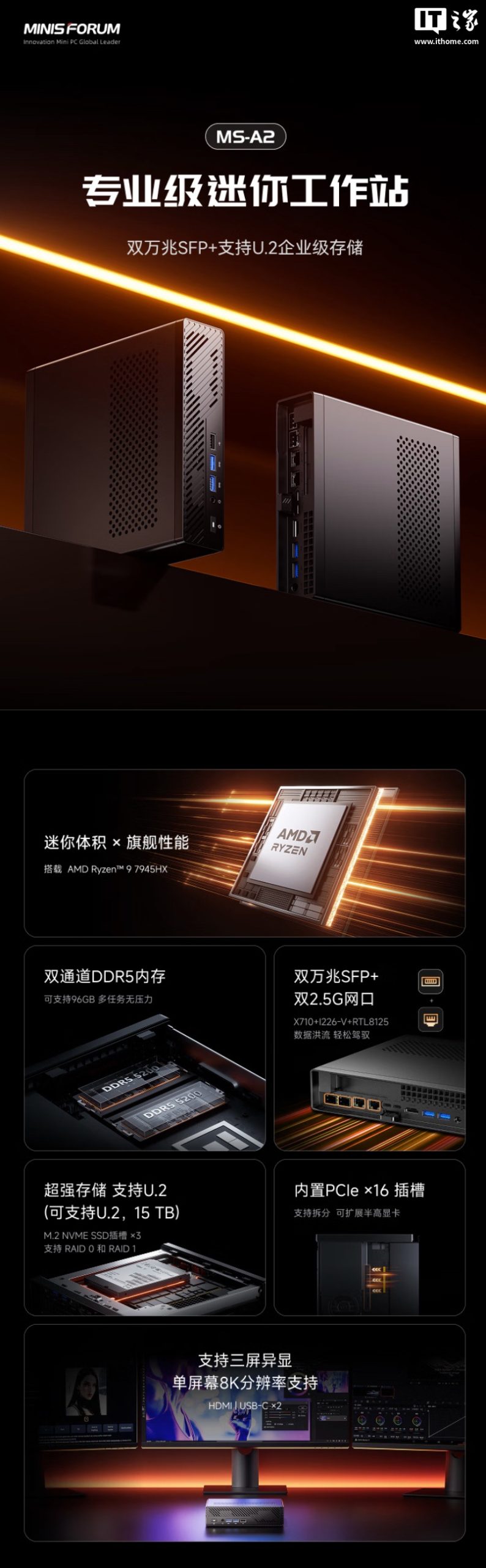 Мини ПК Mingfan MS-A2 с Ryzen 9 7945HX и двойным 2.5G за 3599 юаней