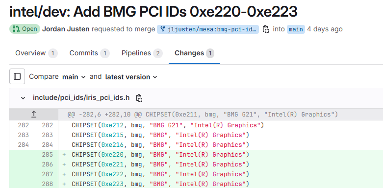 Mesa Driver Commit — новые Device ID