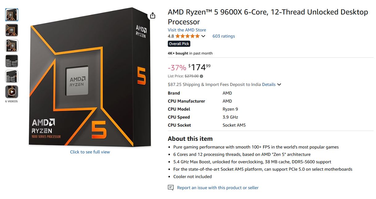 Ryzen 5 9600X Amazon
