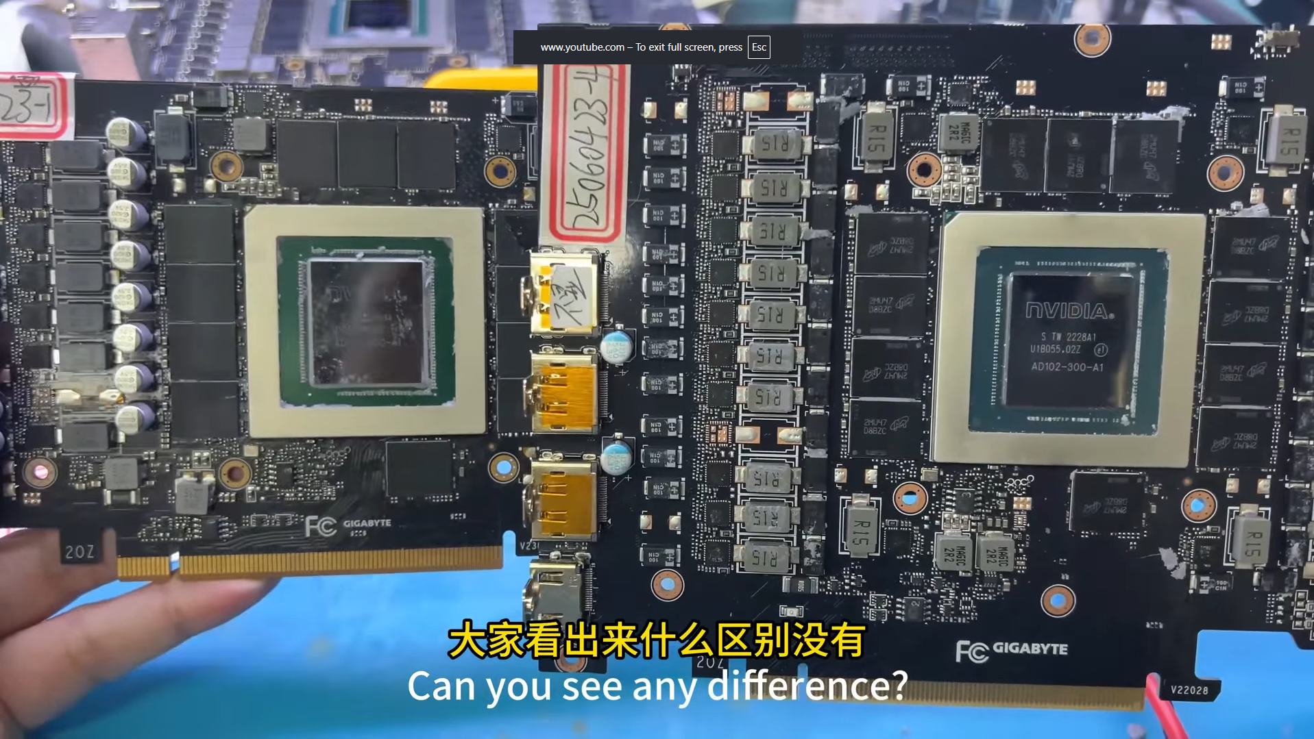 Поддельная и настоящая RTX 4090 — сравнение