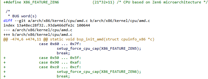 Новые CPU-ID для Zen 6 в ядре Linux