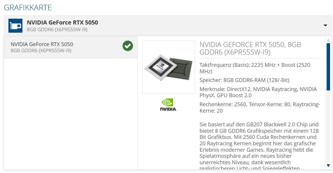 Детали GeForce RTX 5050