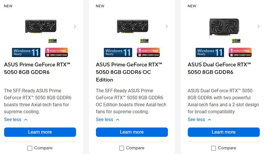 ASUS, GIGABYTE, MSI и ZOTAC представляют свои GeForce RTX 5050 Edition