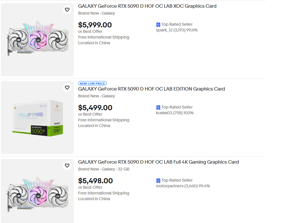 GALAX GeForce RTX 5090D HOF OC LAB появилась на eBay