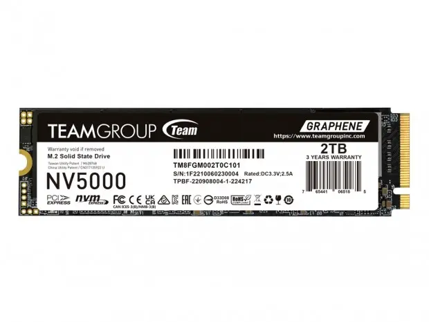 Team NV5000 PCIe 4.0 NVMe SSD — начальный уровень, скорость до 5,000MB/s