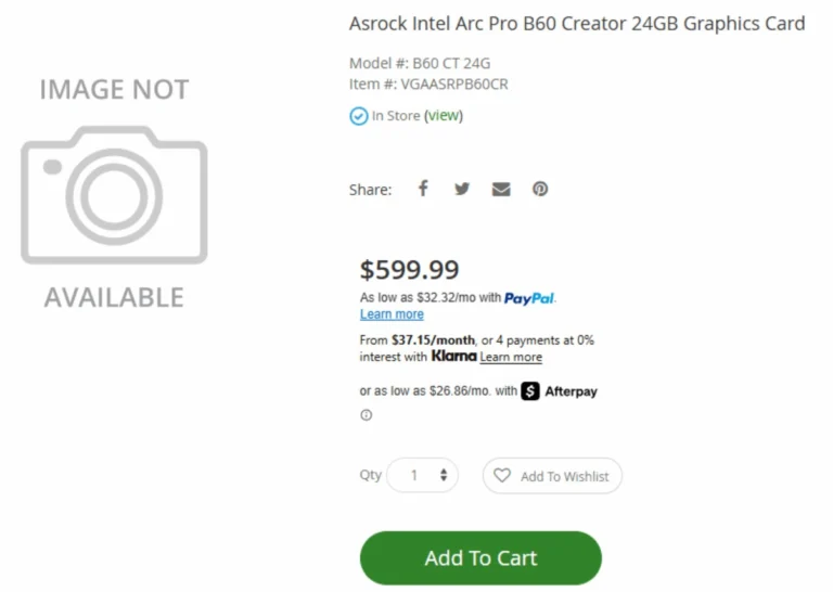 Видеокарта Intel Arc Pro B60 с 24GB памяти для рабочих станций Видеокарта Intel Arc Pro B60 с 24GB памяти для рабочих станций