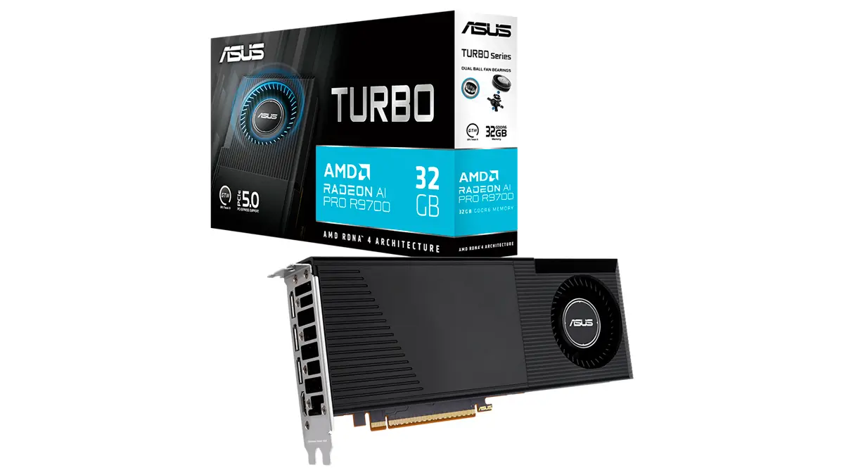 ASUS представляет Turbo Radeon AI R9700 с 32 ГБ видеопамяти 2 Видеовыходы ASUS Turbo Radeon AI R9700
