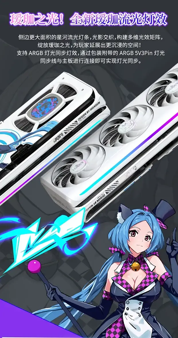 Запуск Maxsun RTX 5070 iCraft OC12G Aiga Plus с ARGB Sync и новым охлаждением 4 Подсветка видеокарты Maxsun