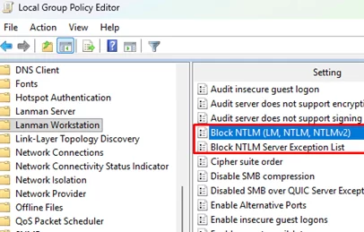 Блокировка NTLM для SMB-подключений через GPO