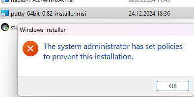 Ошибка при установке MSI: Системный администратор установил политики, запрещающие эту установку