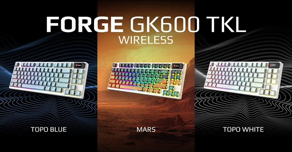 MSI выпустила беспроводную клавиатуру FORGE GK600 TKL в Mars, Topo Blue и Topo White 1 Клавиатура MSI FORGE GK600 TKL Wireless