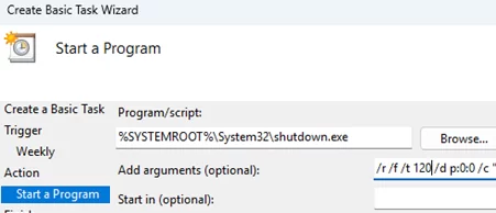 Перезагрузка Windows с помощью запланированной задачи