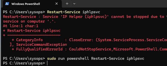Running elevated PowerShell command using sudo in Windows 11