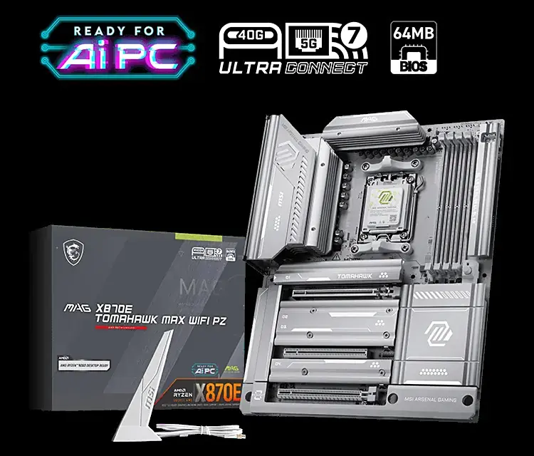 MSI расширяет серию AM5 с X870E TOMAHAWK MAX WIFI PZ MSI расширяет серию AM5 с X870E TOMAHAWK MAX WIFI PZ