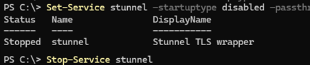 disable and stop service using powershell