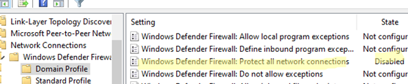 Параметр GPO: Windows Firewall: Protect all network connections