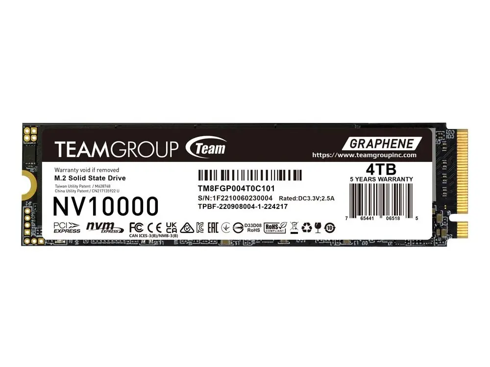 Team Group выпустила NV10000 PCIe 5.0 SSD до 10,000 МБ/с и 4ТБ