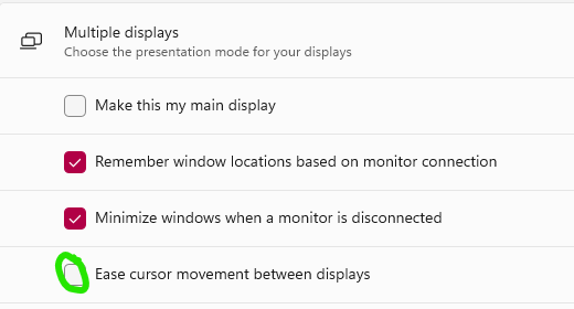 Отключение облегчённого движения курсора в Windows 11