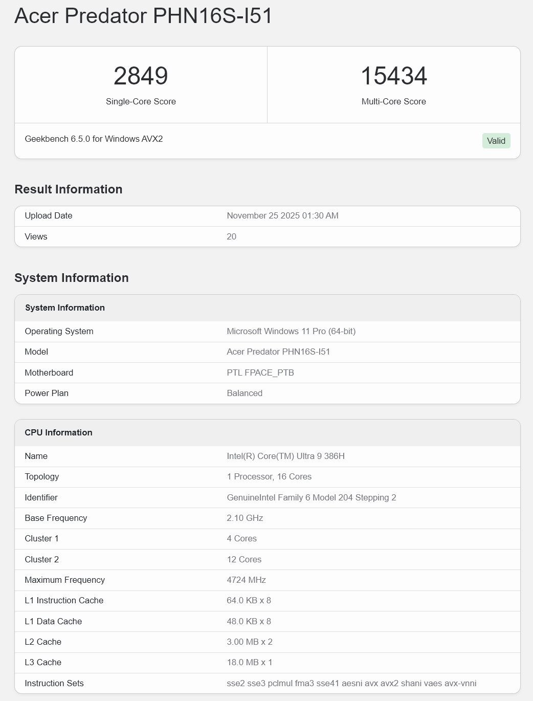 Утечка Intel Core Ultra 9 386H (Panther Lake) обещает прорыв в мобильном гейминге