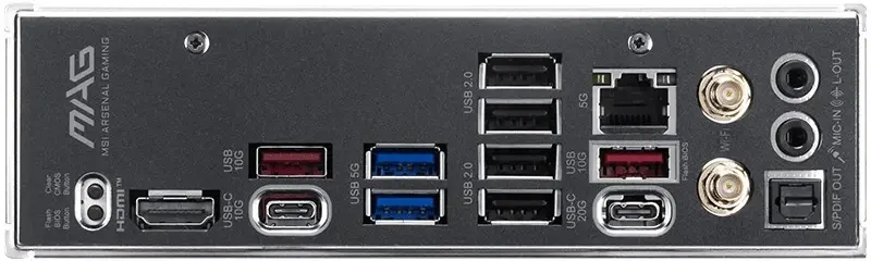 Порты и задняя панель MSI MAG B850 TOMAHAWK WIFI