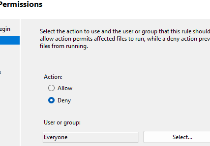 Правило AppLocker запрещающее запуск приложения