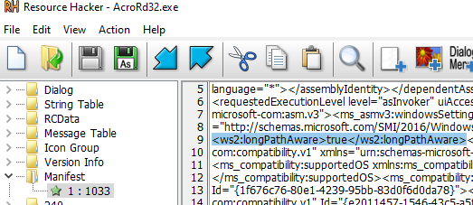 Проверка параметра longPathAware в манифесте исполняемого файла