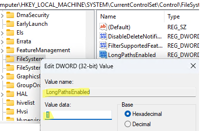LongPathsEnabled - параметр реестра