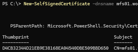 New-SmbServerCertificateMapping for QUIC smb file share