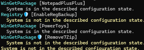 Автоматизация Развертывания Программ и Настроек с WinGet Configure (DSC) 5 WinGet: System is not in the described configuration state.