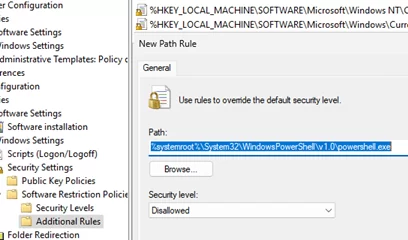 Deny running powershell.exe in Windows via SRP