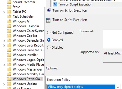 GPO: Turn on PowerShell Script Execution 