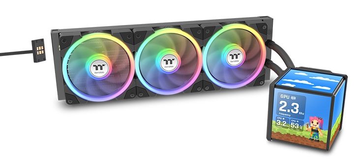 Thermaltake: Minecube 360 Ultra с квад-экраном на CPU-блоке Thermaltake: Minecube 360 Ultra с квад-экраном на CPU-блоке